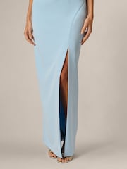 Adrianna Papell Blue Stretch Crepe Long Dress - Image 4 of 6