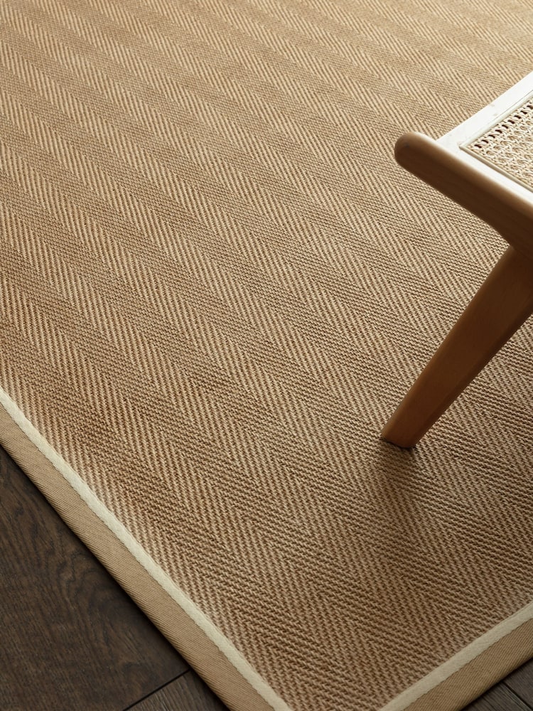 Asiatic Rugs Linen Cream Bordo Herringbone Rug - Image 2 of 6