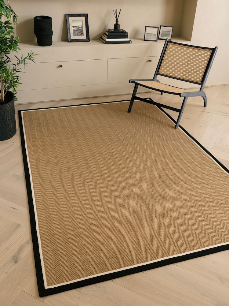 Asiatic Rugs Charcoal Cream Bordo Herringbone Rug - Image 1 of 6