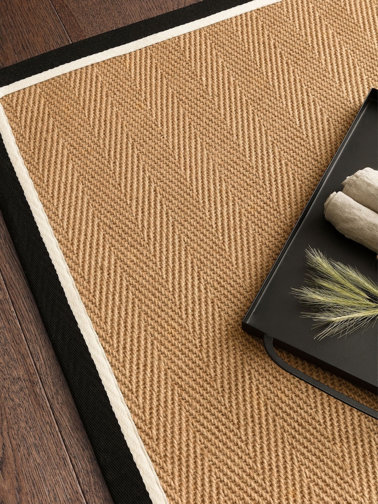 Asiatic Rugs Charcoal Cream Bordo Herringbone Rug - Image 2 of 6