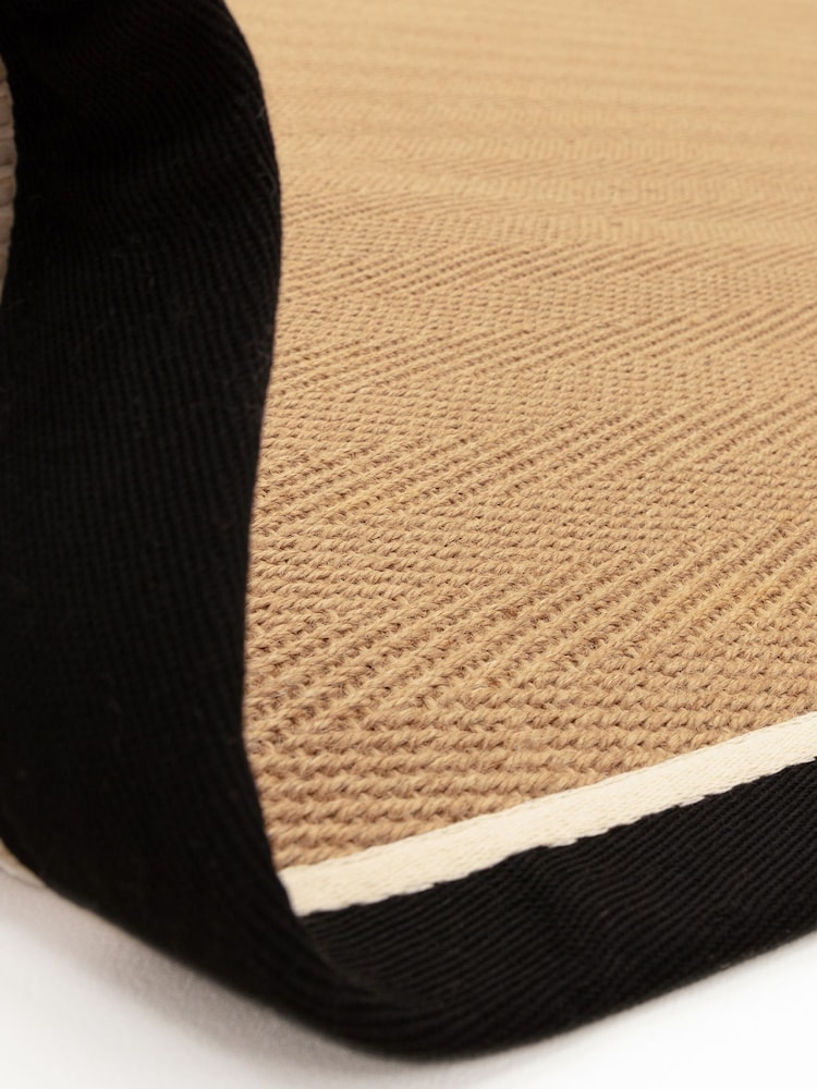 Asiatic Rugs Charcoal Cream Bordo Herringbone Jute Rug - Image 7 of 7