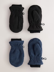 Black/Navy Fleece Mitts Gloves 2 Pack (3mths-6yrs) - Image 1 of 3