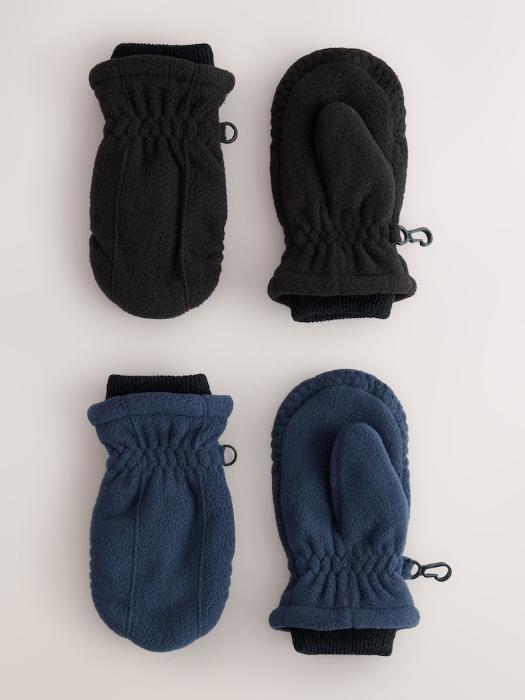 Black/Navy Fleece Mitts Gloves 2 Pack (3mths-6yrs) - Image 1 of 3 Black/Navy Fleece Mitts Gloves 2 Pack (3mths-6yrs) - Image 1 of 3