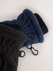 Black/Navy Fleece Mitts Gloves 2 Pack (3mths-6yrs) - Image 2 of 3