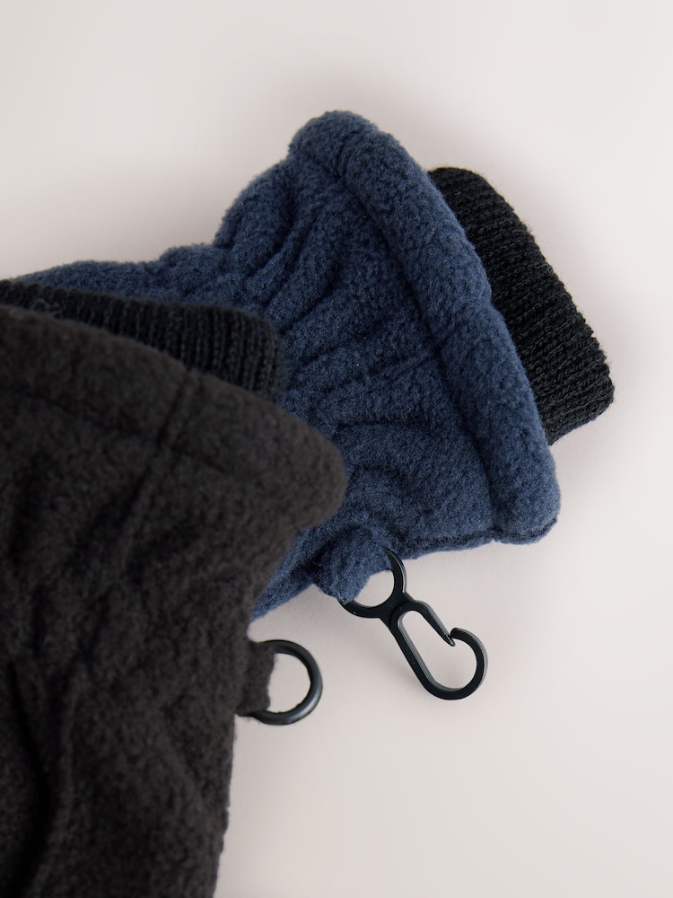 Black/Navy Fleece Mitts Gloves 2 Pack (3mths-6yrs) - Image 2 of 3 Black/Navy Fleece Mitts Gloves 2 Pack (3mths-6yrs) - Image 2 of 3