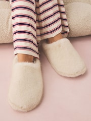 Crudo/crema - Pantuflas estilo chinelas de pelo sintético - Imagen 1 de 3