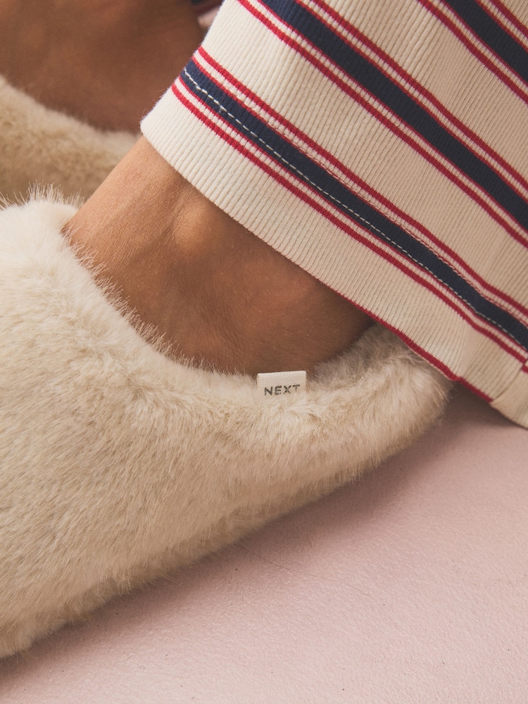 Crudo/crema - Pantuflas estilo chinelas de pelo sintético - Imagen 3 de 3 Crudo/crema - Pantuflas estilo chinelas de pelo sintético - Imagen 3 de 3