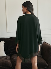 灰色花卉 - B by Ted Baker Cotton Nightie with Lace - 图片3 / 4