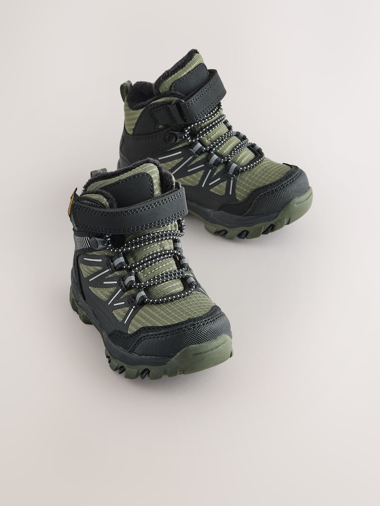 Green/Black Touch Fastening Elastic Lace Waterproof Hiker Boots - Image 1 of 5 Green/Black Touch Fastening Elastic Lace Waterproof Hiker Boots - Image 1 of 5
