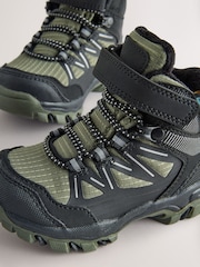 Green/Black Touch Fastening Elastic Lace Waterproof Hiker Boots - Image 4 of 5