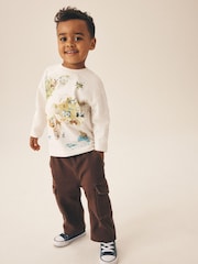 Cream Watercolour World Map Long Sleeve All Over Print T-Shirt (3mths-7yrs) - Image 1 of 8