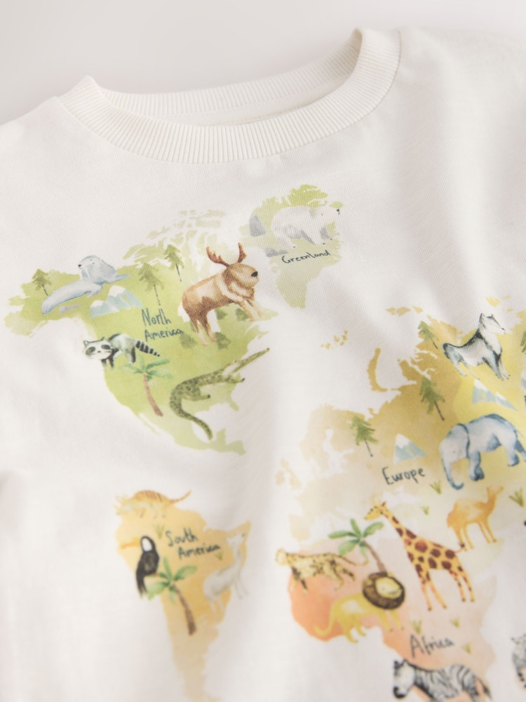 Cream Watercolour World Map Long Sleeve All Over Print T-Shirt (3mths-7yrs) - Image 8 of 8 Cream Watercolour World Map Long Sleeve All Over Print T-Shirt (3mths-7yrs) - Image 8 of 8