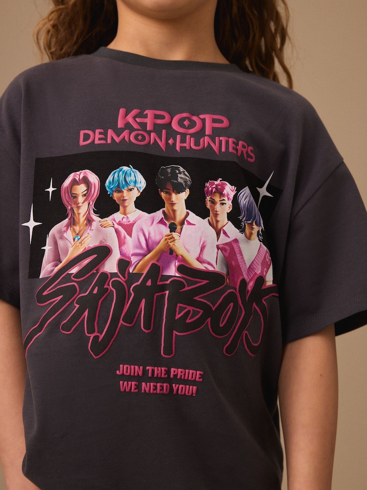 Grey Saja Boys KPOP Demon Hunters Short Sleeve T-Shirt (6-16yrs) - Image 4 of 4