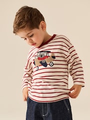 Burg/White Koala Plane Long Sleeve Appliqué T-Shirt (3mths-7yrs) - Image 1 of 8