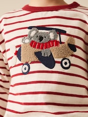 Burg/White Koala Plane Long Sleeve Appliqué T-Shirt (3mths-7yrs) - Image 4 of 8