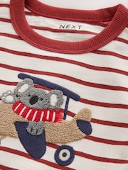 Burg/White Koala Plane Long Sleeve Appliqué T-Shirt (3mths-7yrs) - Image 7 of 8