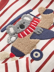 Burg/White Koala Plane Long Sleeve Appliqué T-Shirt (3mths-7yrs) - Image 8 of 8