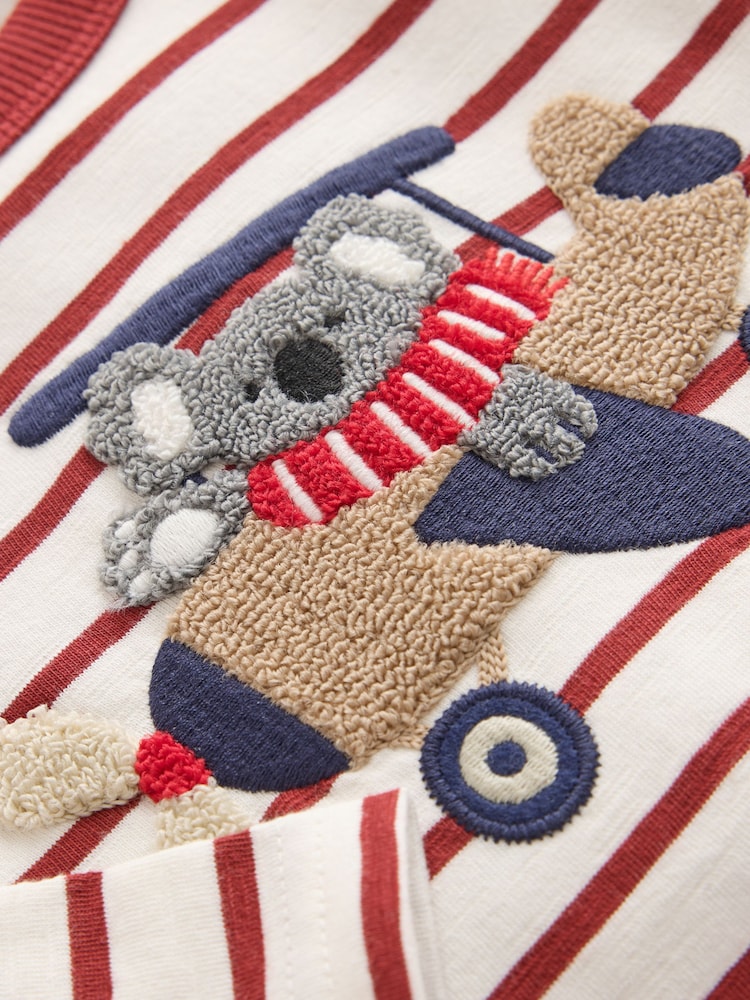 Burg/White Koala Plane Long Sleeve Appliqué T-Shirt (3mths-7yrs) - Image 8 of 8