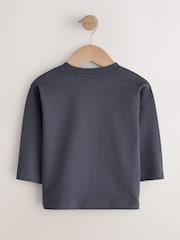 Charcoal Grey Hook a Duck - 長袖 グラフィック Tシャツ（3ヶ月～7 歳） - 画像 2 / 4