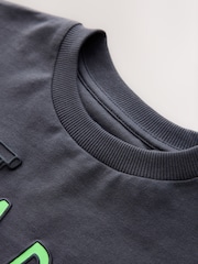 Charcoal Grey Hook a Duck - 長袖 グラフィック Tシャツ（3ヶ月～7 歳） - 画像 3 / 4