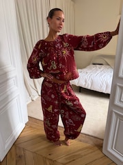 Never Fully Dressed Burgundy Red Christmas Balloon Trousers Pyjamas - Image 2 of 15