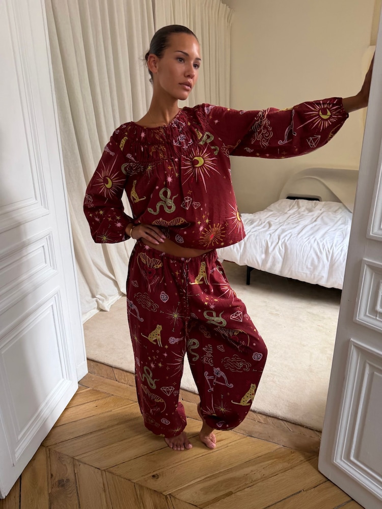 Never Fully Dressed Burgundy Red Christmas Balloon Trousers Pyjamas - Image 2 of 15 Never Fully Dressed Burgundy Red Christmas Balloon Trousers Pyjamas - Image 2 of 15