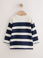 Bleu marine/blanc Woodland brodé - T-shirt appliqué à manches longues (3 mois-7 ans) - Image 5 de 6