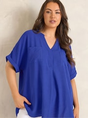 Evans Blue Short Sleeve Airflow Blouse - Image 1 of 5