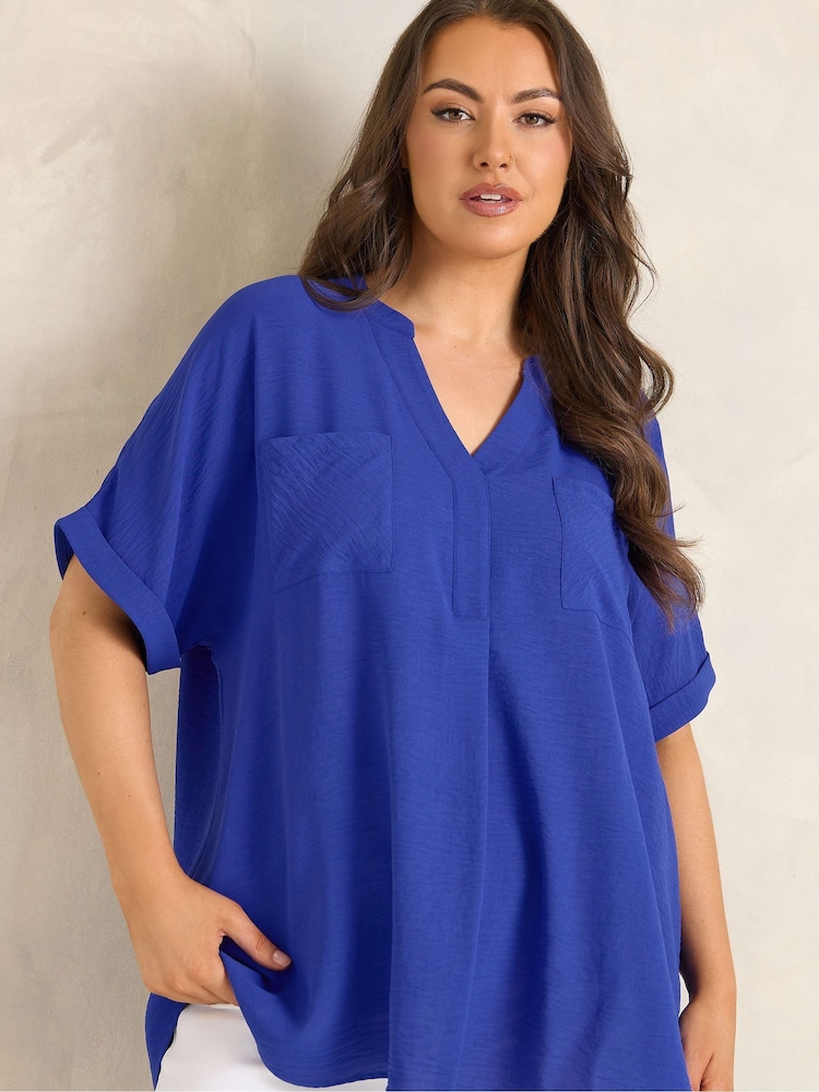 Evans Blue Short Sleeve Airflow Blouse - Image 1 of 5 Evans Blue Short Sleeve Airflow Blouse - Image 1 of 5