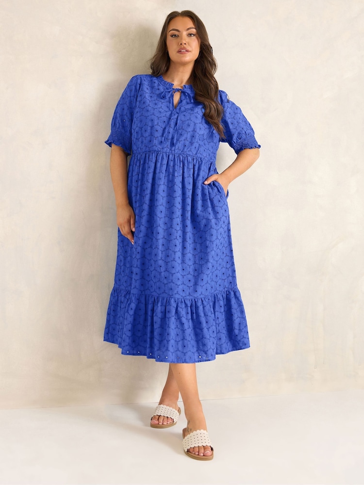 Evans Blue Broderie Boho Dress - Image 1 of 5 Evans Blue Broderie Boho Dress - Image 1 of 5