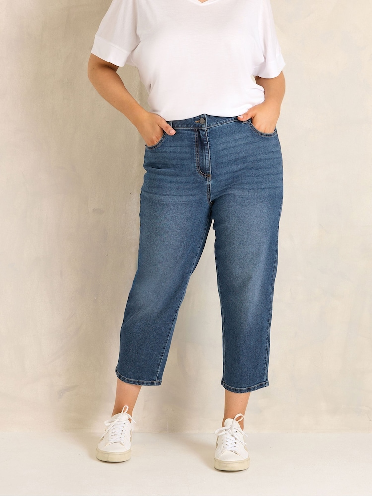 Evans Blue Cropped Straight Leg Jeans - Image 1 of 5