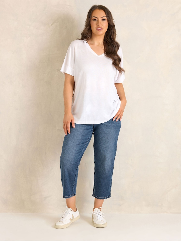 Evans Blue Cropped Straight Leg Jeans - Image 2 of 5