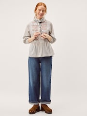 Monsoon Black Hettie Embroidered Shirred Stripe Shirt - Image 1 of 5