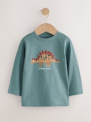 Brown Dinosaur Long Sleeve Graphic T-Shirts 3 Pack (3mths-7yrs) - Image 3 of 7