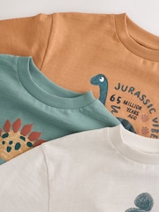Brown Dinosaur Long Sleeve Graphic T-Shirts 3 Pack (3mths-7yrs) - Image 7 of 7