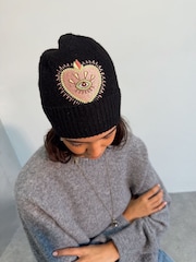 Never Fully Dressed Black Heart Knitted Beanie - Image 1 of 4