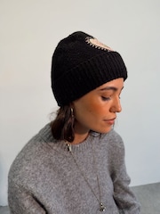 Never Fully Dressed Black Heart Knitted Beanie - Image 3 of 4