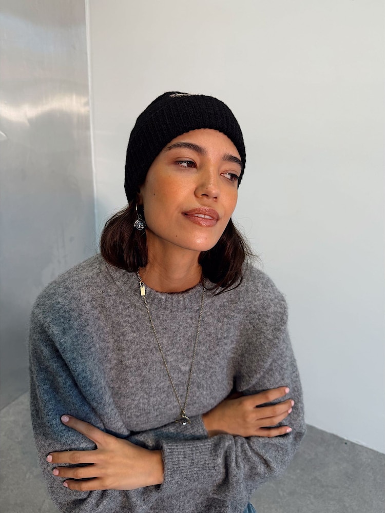 Never Fully Dressed Black Heart Knitted Beanie - Image 4 of 4 Never Fully Dressed Black Heart Knitted Beanie - Image 4 of 4