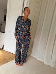 Never Fully Dressed Check Animal Bow Viscose Christmas Button Through Pyjamas - Image 4 of 6