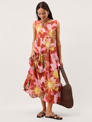 Monsoon Anissa Print Pleated Midi Dress - תמונה 1 מתוך 5