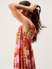 Monsoon Anissa Print Pleated Midi Dress - תמונה 2 מתוך 5