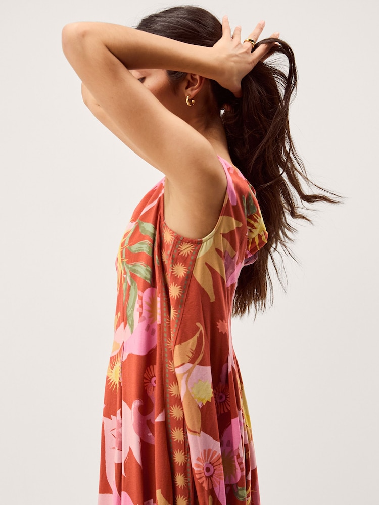 Monsoon Anissa Print Pleated Midi Dress - תמונה 2 מתוך 5