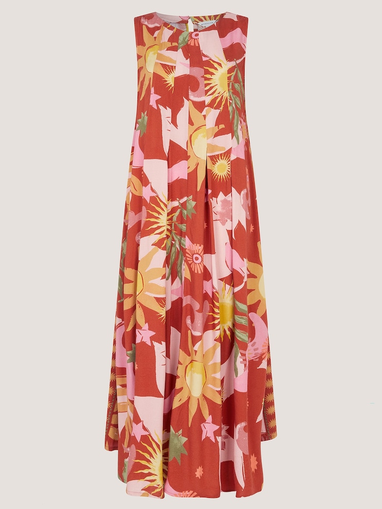 Monsoon Anissa Print Pleated Midi Dress - תמונה 5 מתוך 5