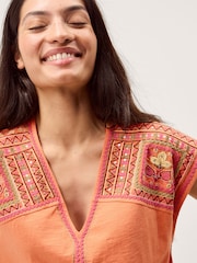 Monsoon Orange Juliet Embroidered Mini Kaftan - Image 4 of 5