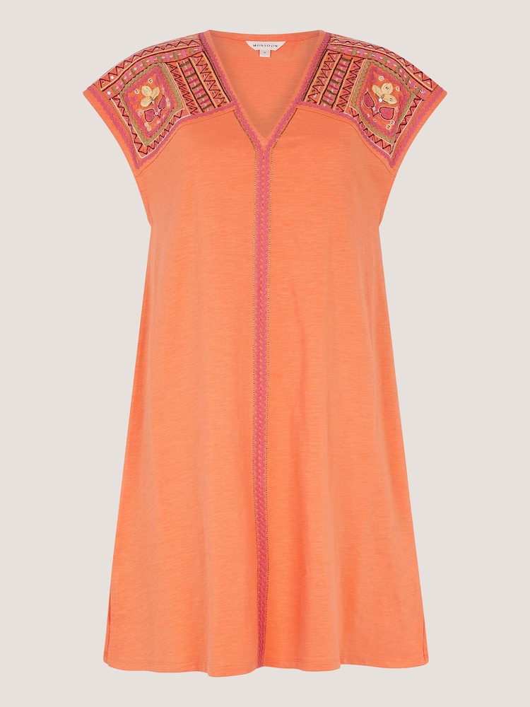 Monsoon Orange Juliet Embroidered Mini Kaftan - Image 5 of 5