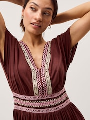 Monsoon Brown Jacqueline Aztec Tiered Midi Dress - Image 4 of 5