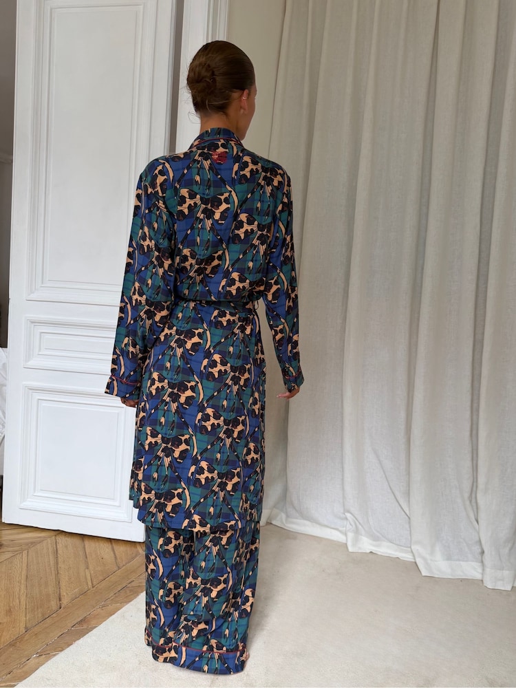 Never Fully Dressed Check Animal Bow Viscose Christmas Lightweight Robe - Image 4 of 4