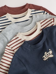 Navy Stripe Transport Long Sleeve T-Shirts 5 Pack (3mths-7yrs) - Image 8 of 10