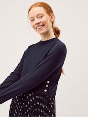 Monsoon Blue Daisy Spot Pleated Midi Dress - Image 4 of 4