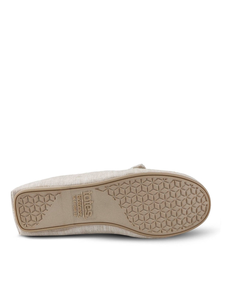 Totes Natural Isotoner Linen Bow Moccasin Slippers - Image 4 of 4